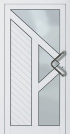 white household front door in white with aluminium panel